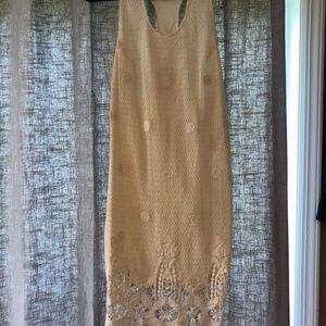 Like New Maje White Crochet Sleeveless Dress